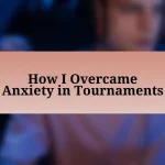 How I Overcame Anxiety in Tournaments