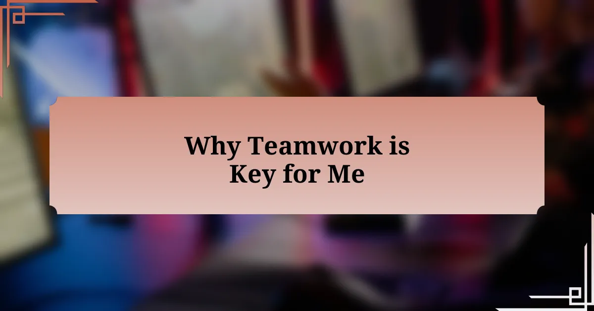 Why Teamwork is Key for Me