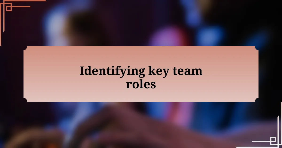 Identifying key team roles