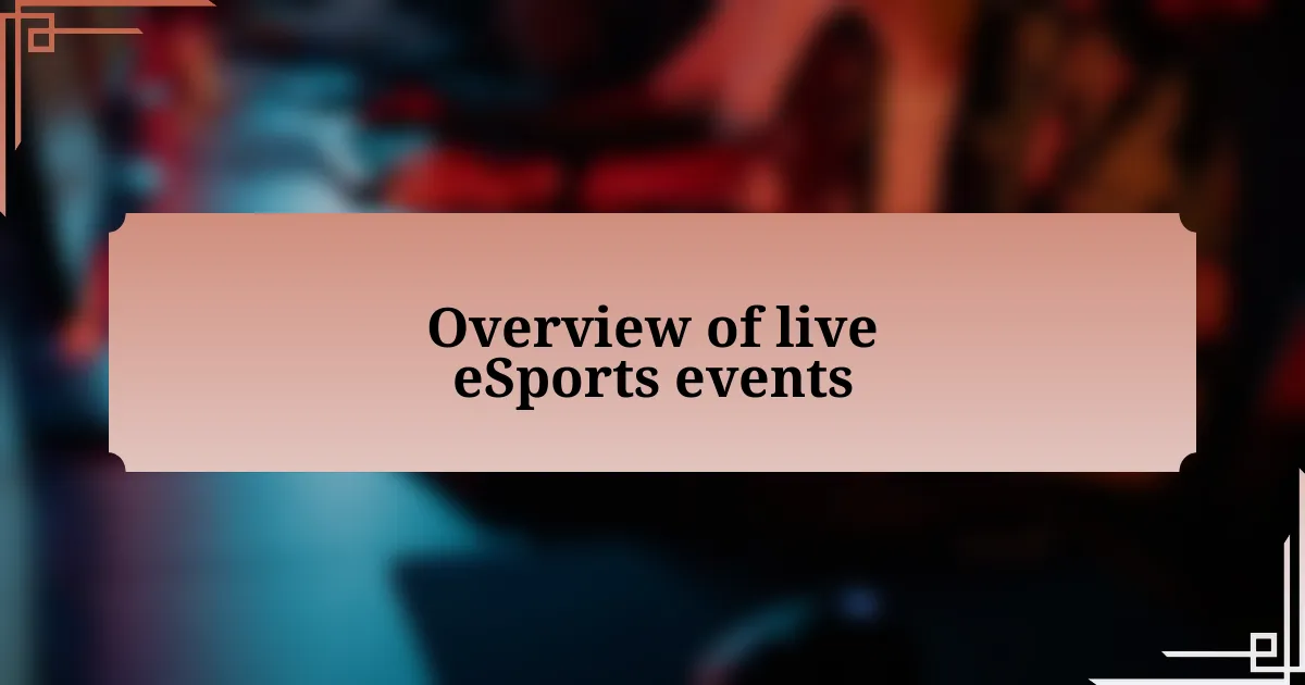 Overview of live eSports events