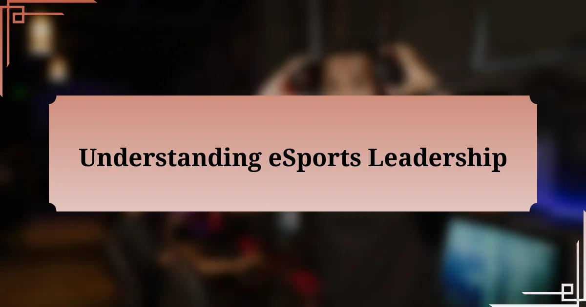 Understanding eSports Leadership